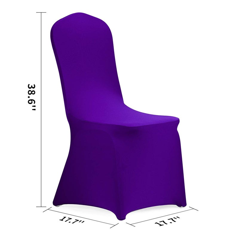 Peomeise Stretch Spandex Chair Cover for Wedding Party Dining Banquet Event (Purple, 25) - Image 2